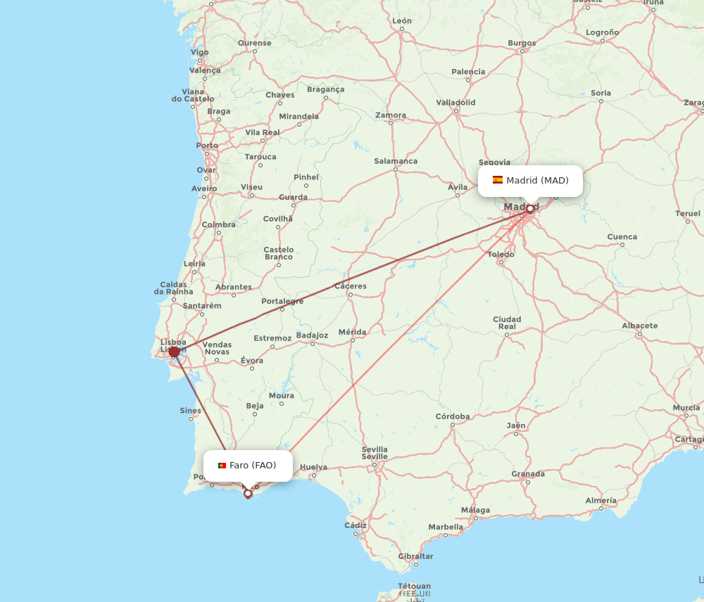 FAO to MAD flights and routes map
