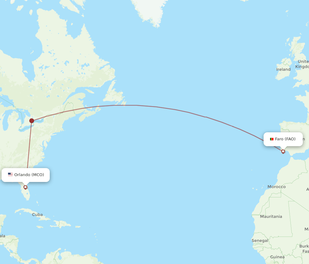 FAO to MCO flights and routes map