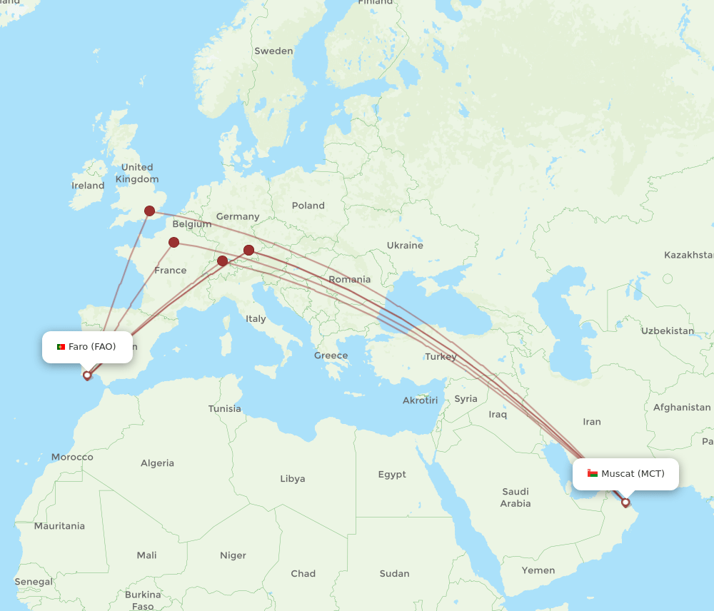 FAO-MCT flight routes