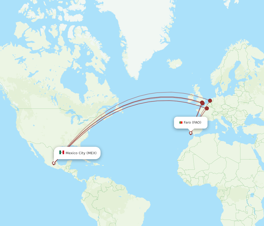 FAO-MEX flight routes