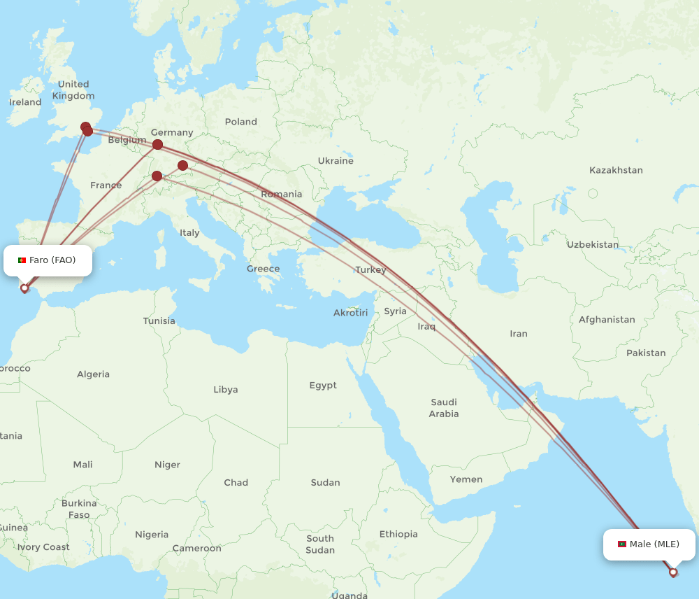 FAO-MLE flight routes