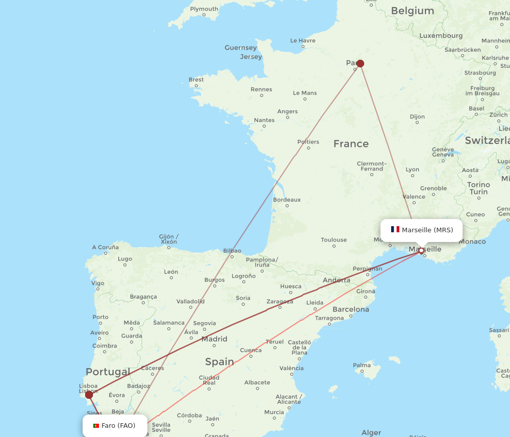 FAO to MRS flights and routes map