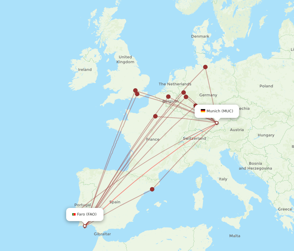 FAO to MUC flights and routes map