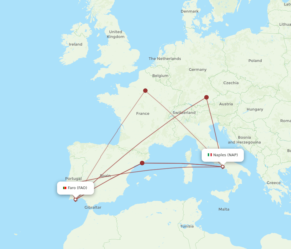 FAO to NAP flights and routes map