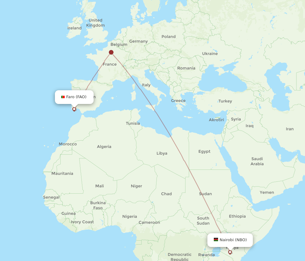 NBO to FAO flights and routes map