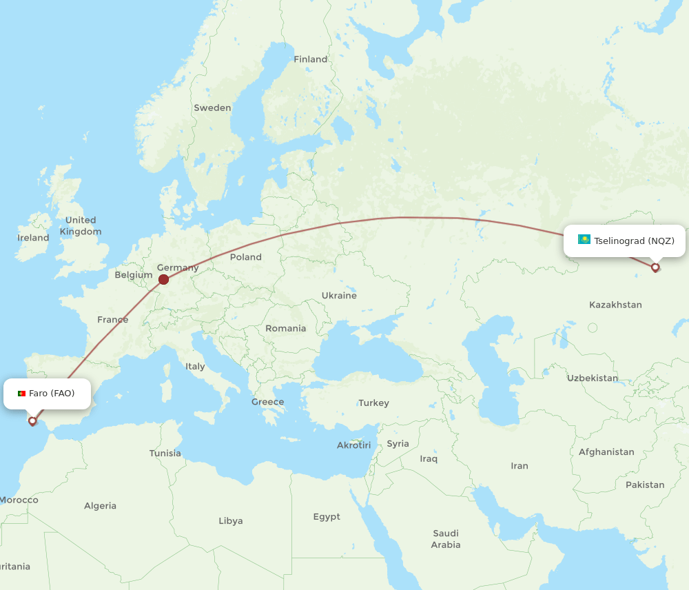 FAO-NQZ flight routes