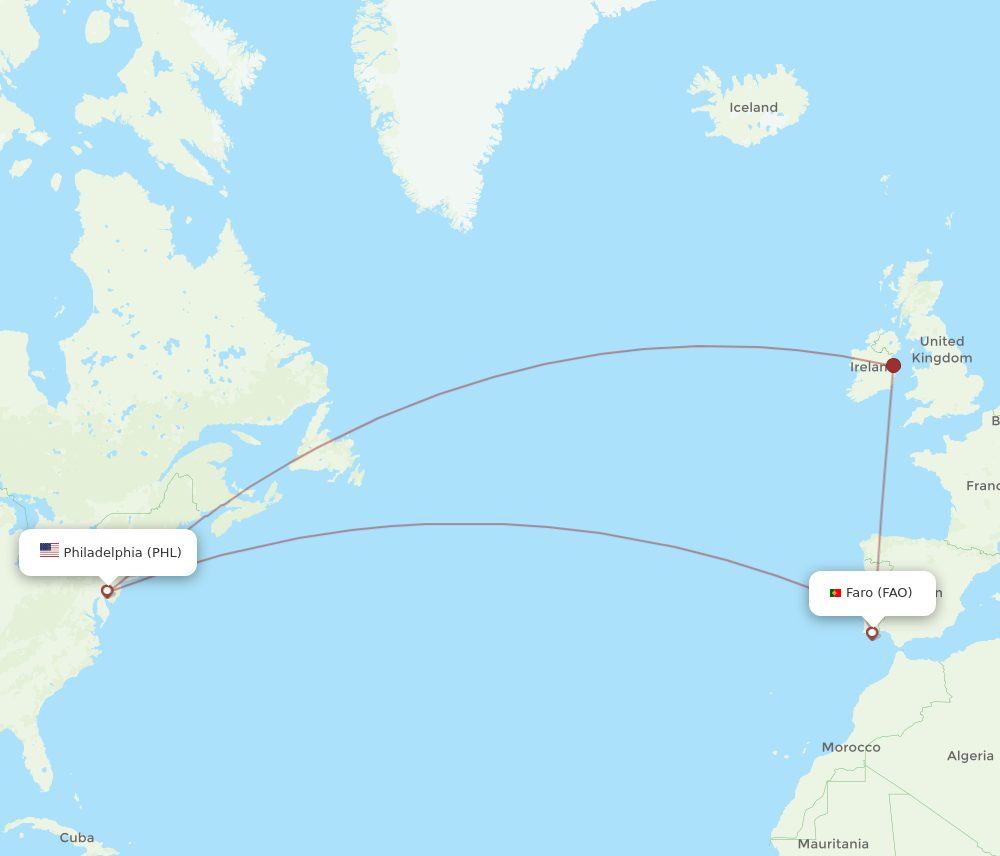 FAO-PHL flight routes