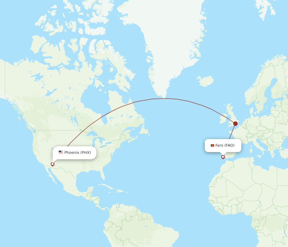 FAO-PHX flight routes