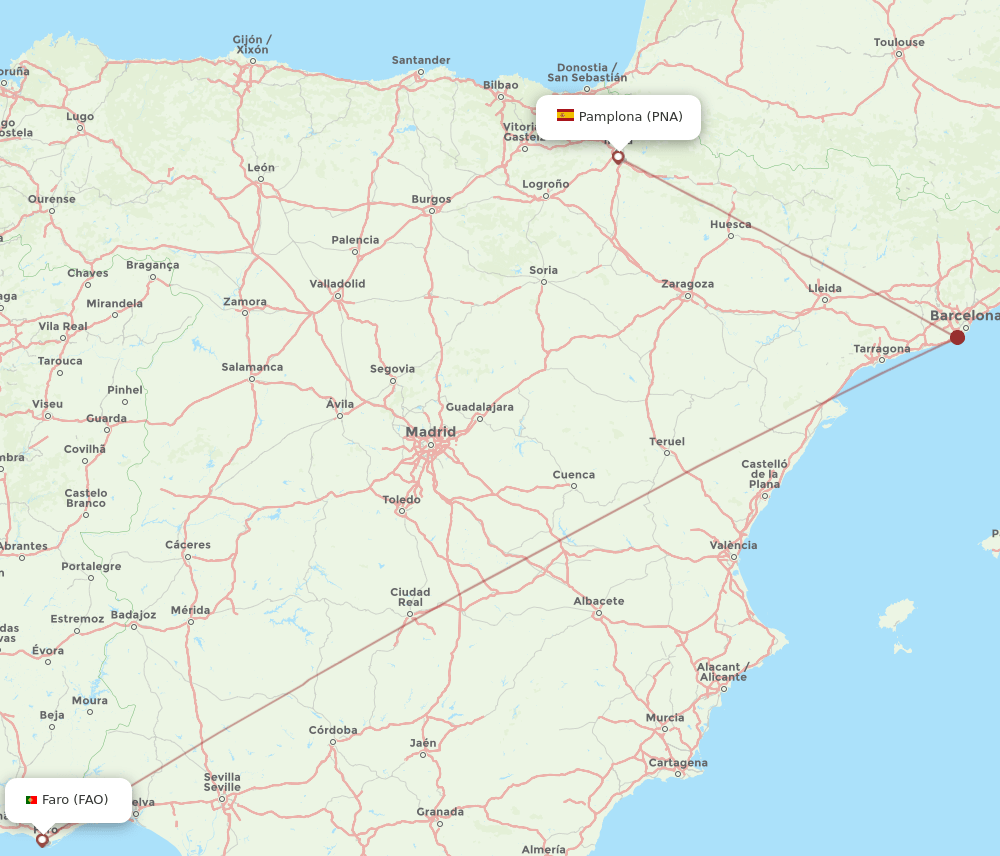 FAO to PNA flights and routes map