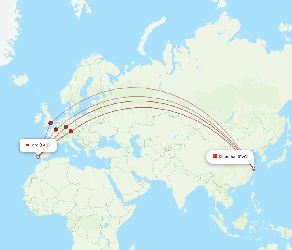 FAO-PVG flight routes
