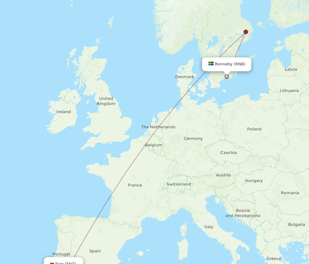 FAO-RNB flight routes