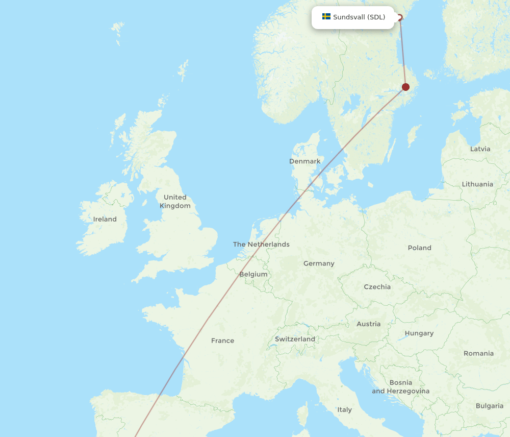 FAO to SDL flights and routes map