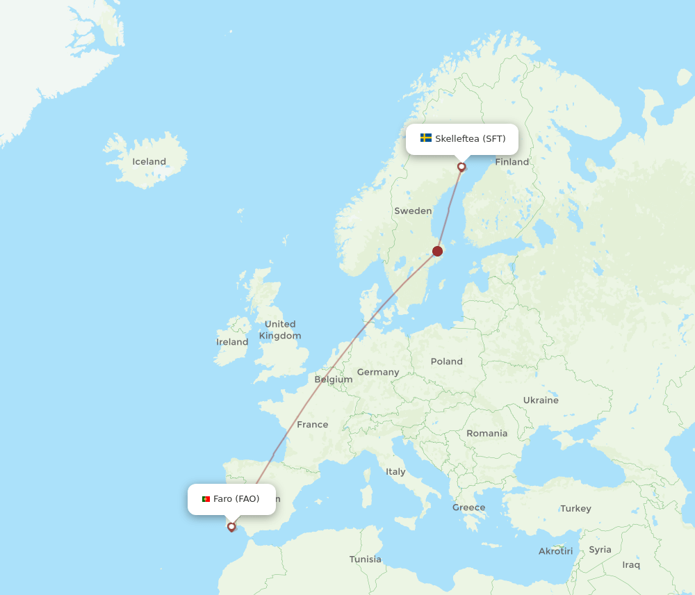 FAO to SFT flights and routes map