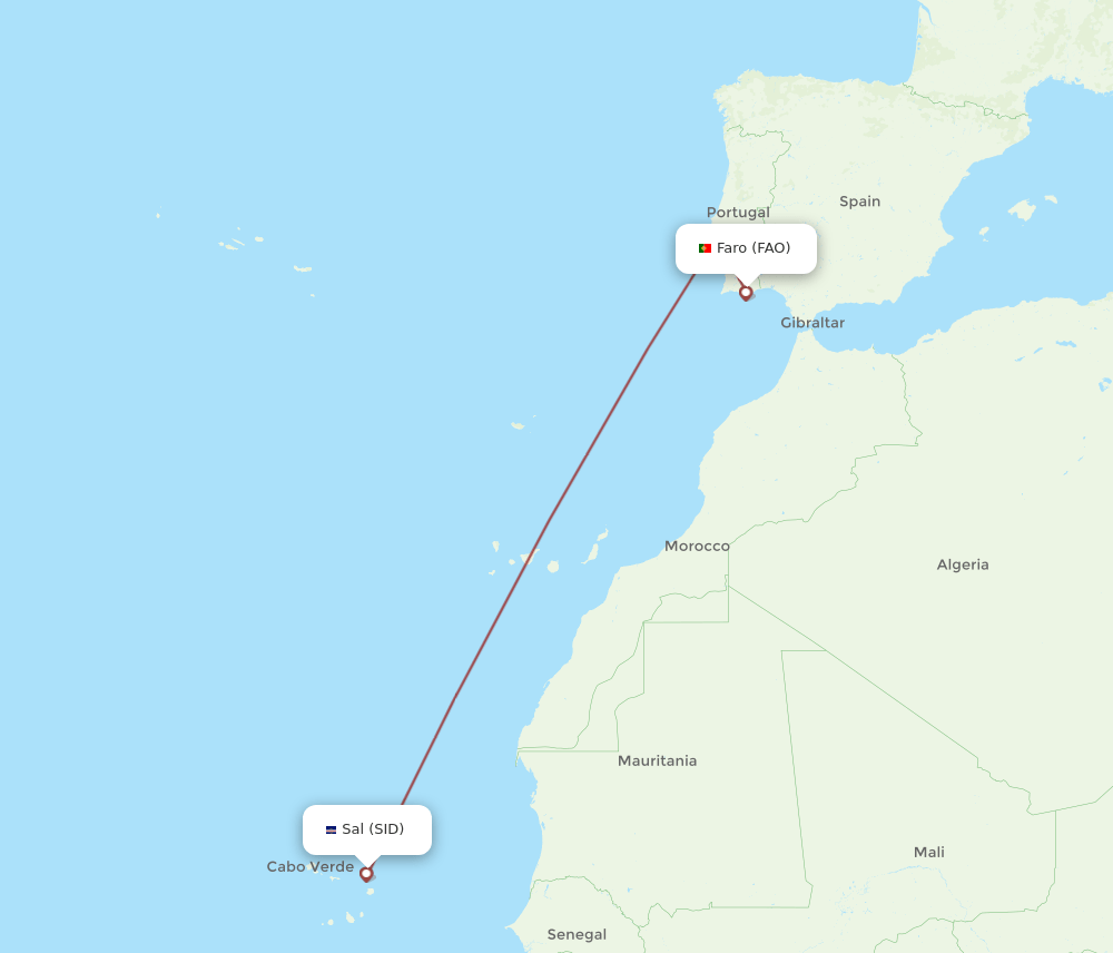 FAO-SID flight routes