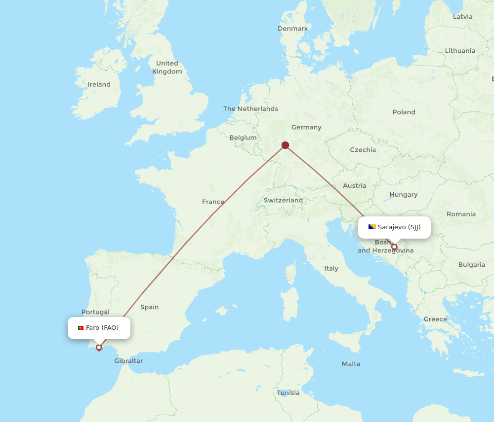 FAO to SJJ flights and routes map