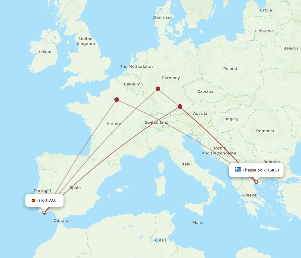 FAO-SKG flight routes