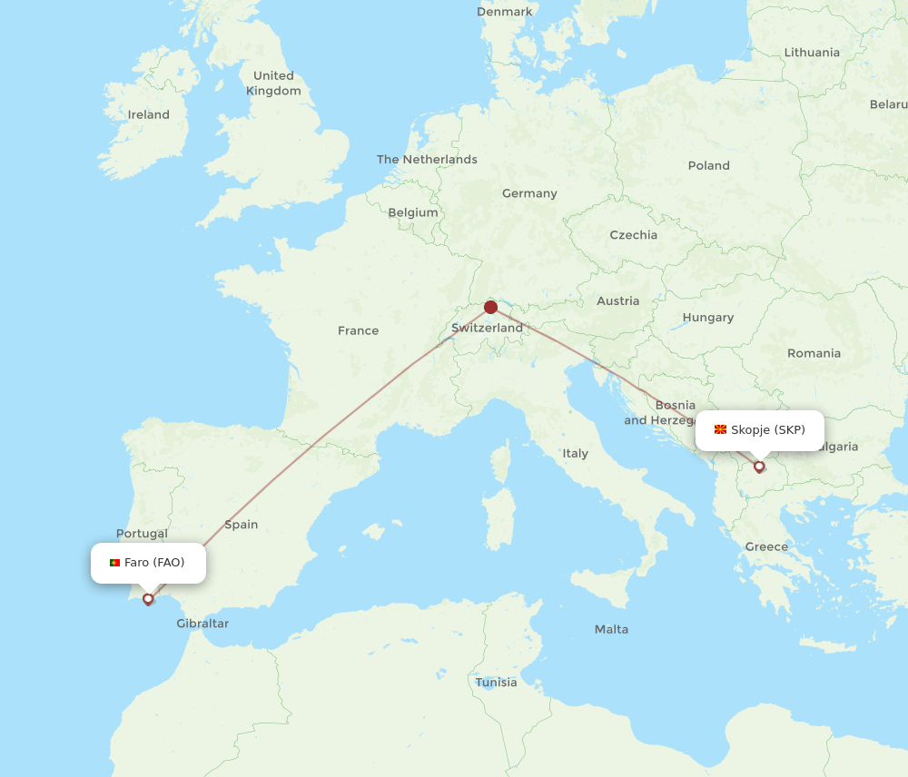 FAO-SKP flight routes