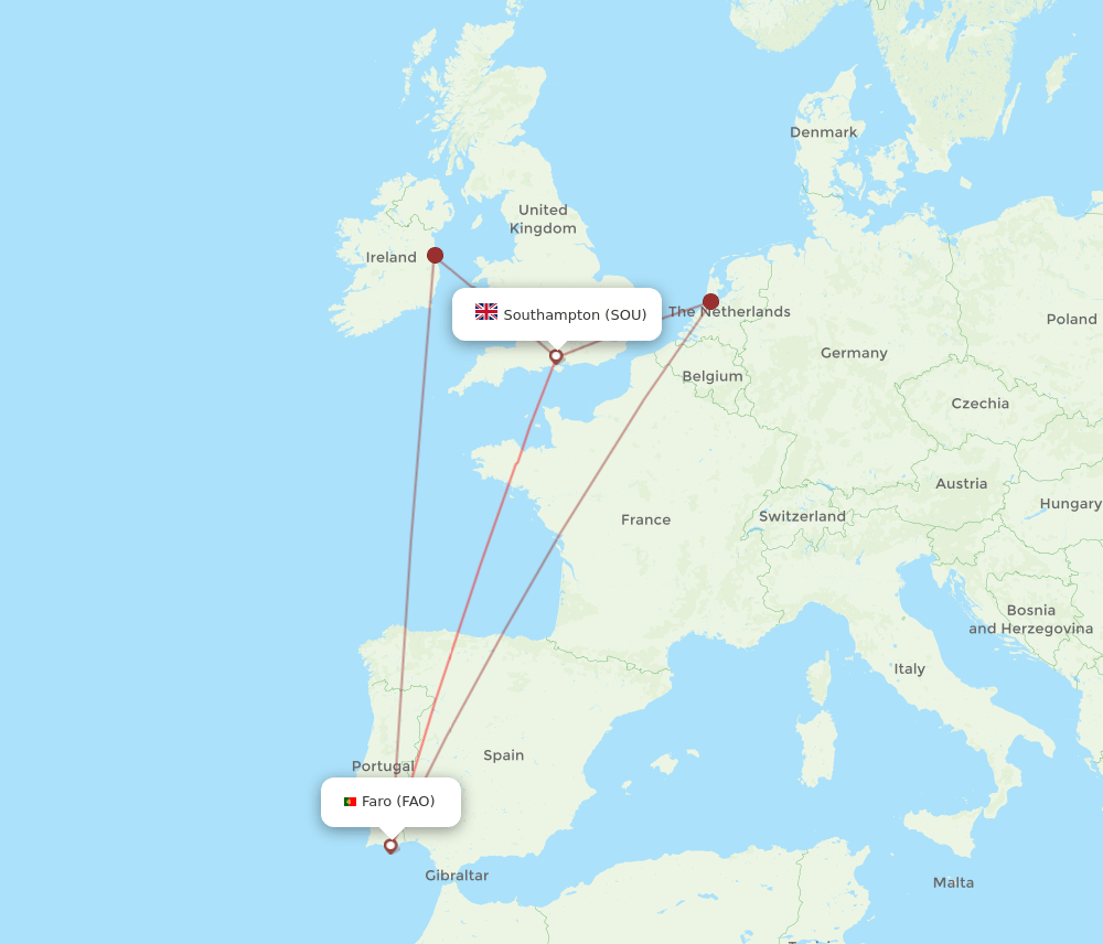 FAO-SOU flight routes