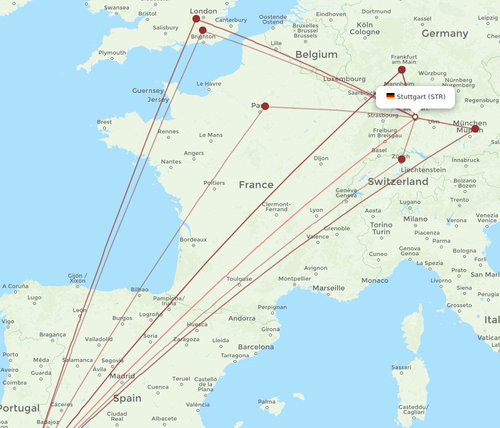 FAO-STR flight routes