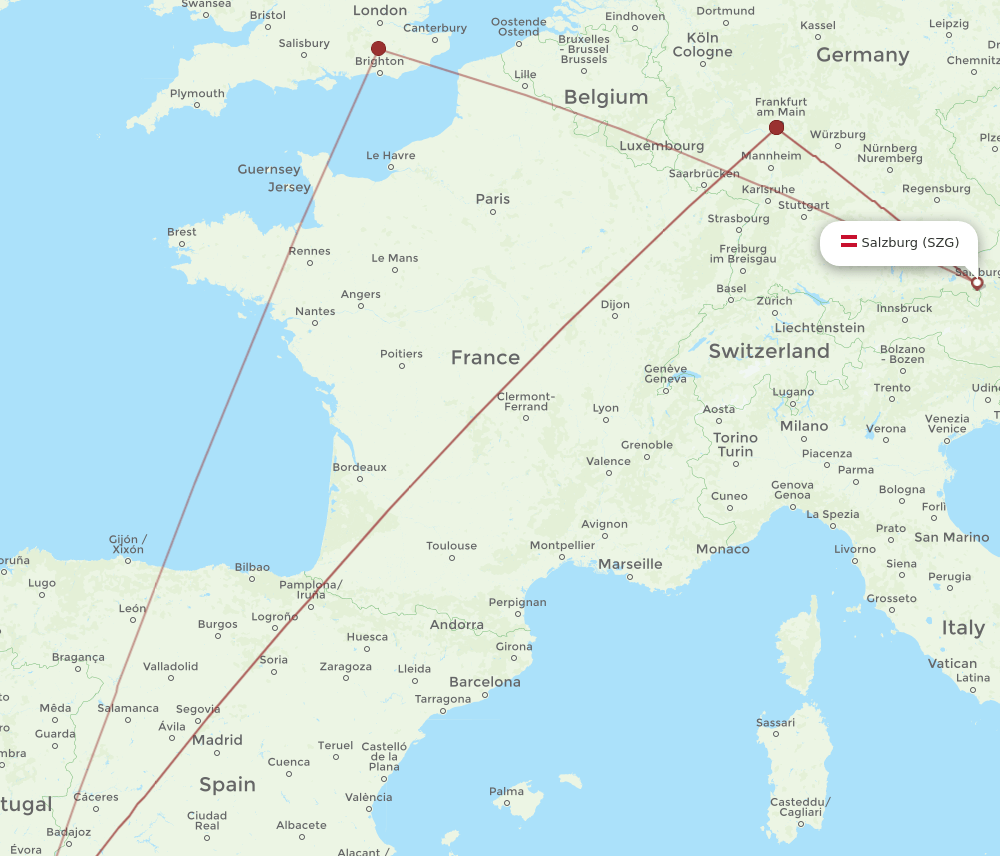 FAO to SZG flights and routes map