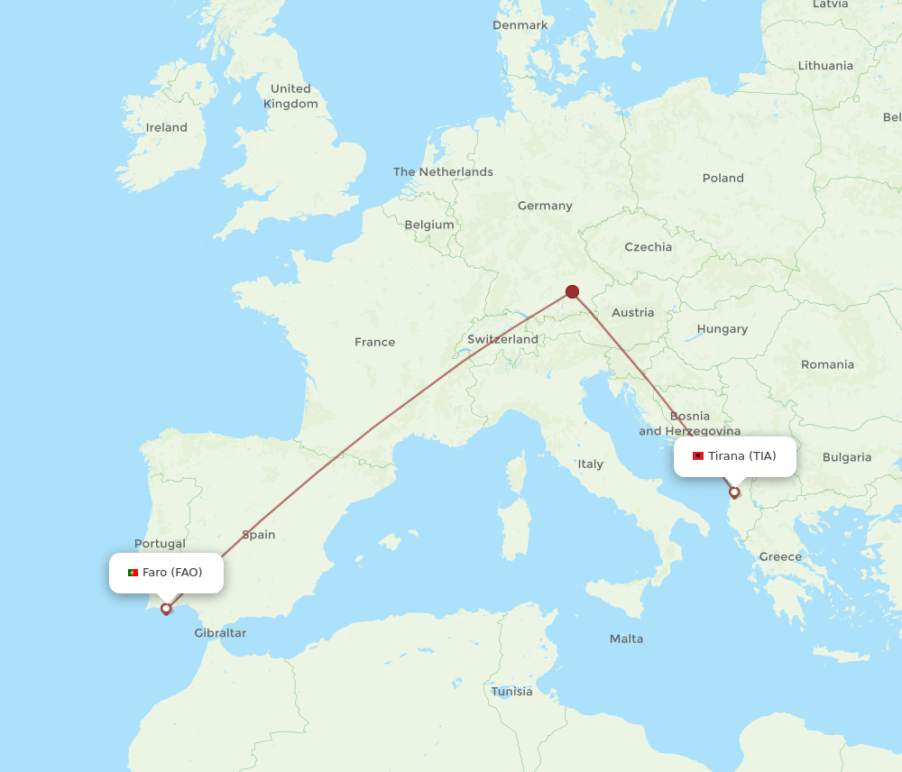 FAO-TIA flight routes