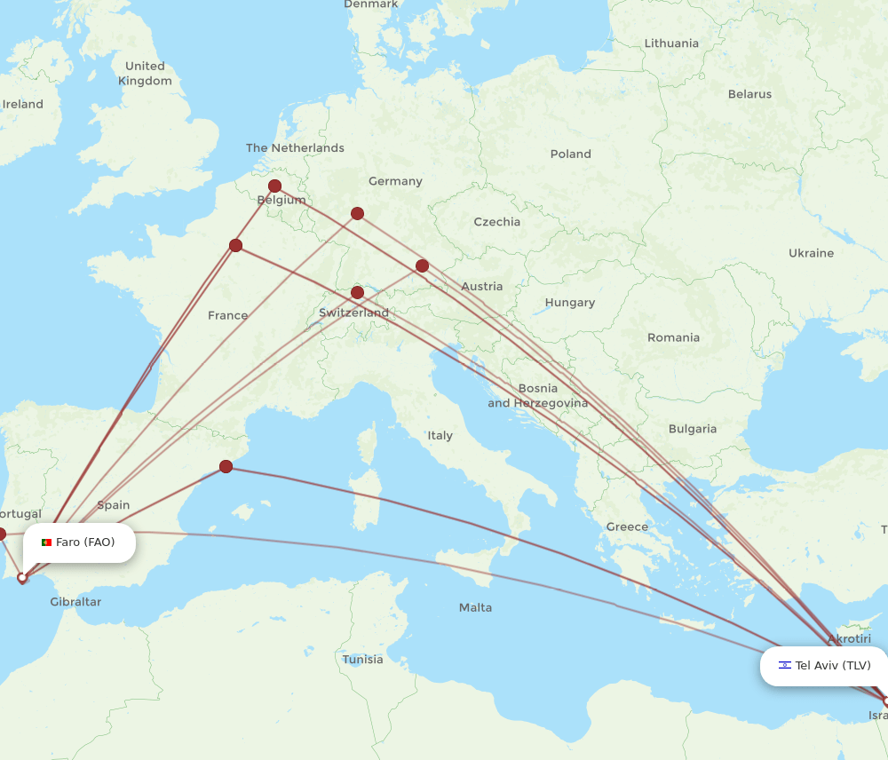 FAO-TLV flight routes