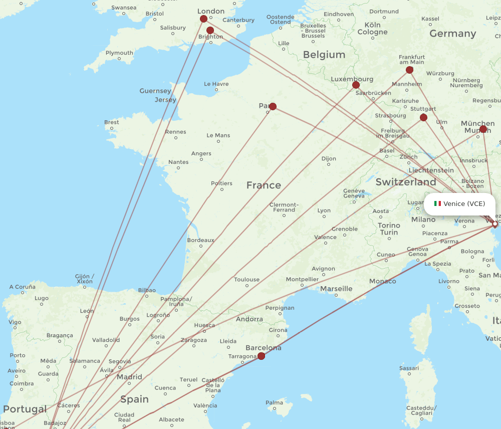 FAO-VCE flight routes