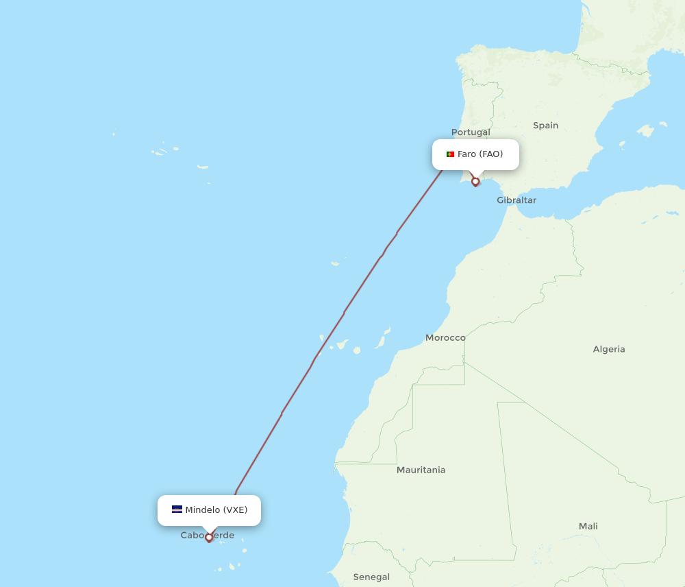 FAO-VXE flight routes