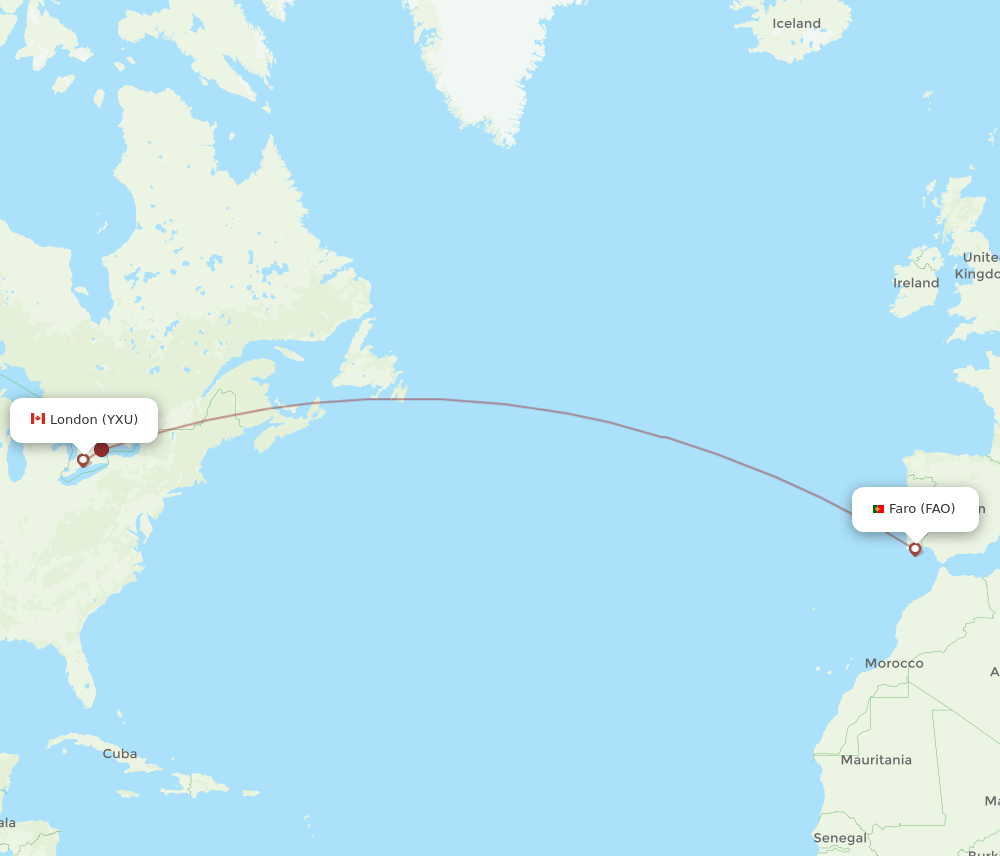 London - Faro route map and flight paths