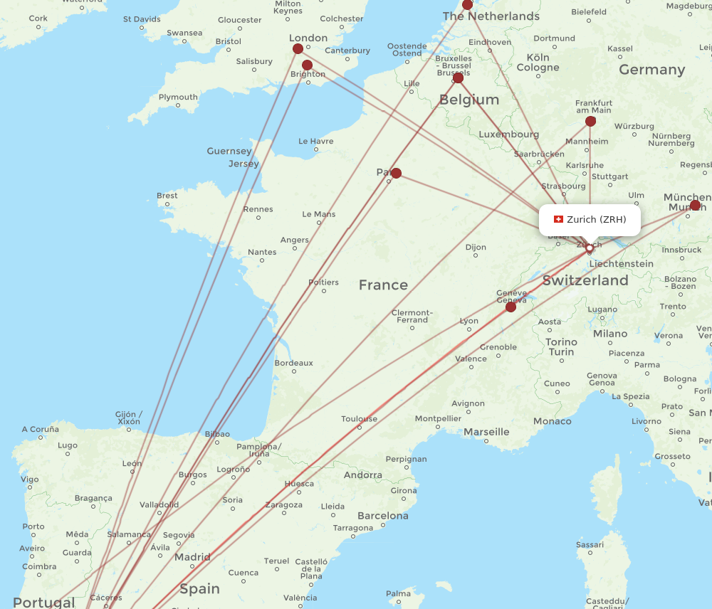 FAO to ZRH flights and routes map