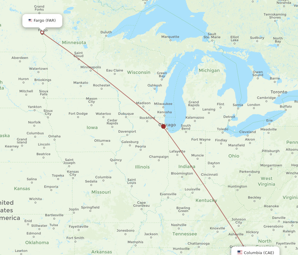 FAR to CAE flights and routes map