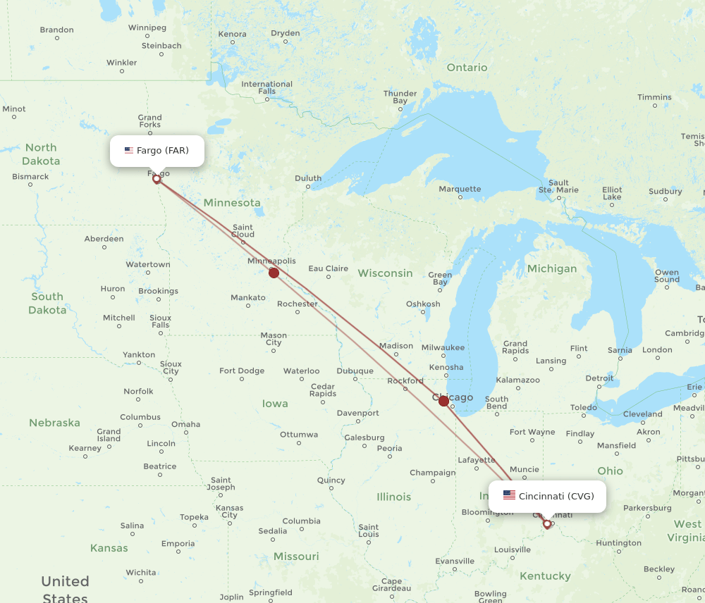 FAR-CVG flight routes