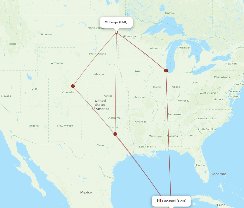 FAR to CZM flights and routes map