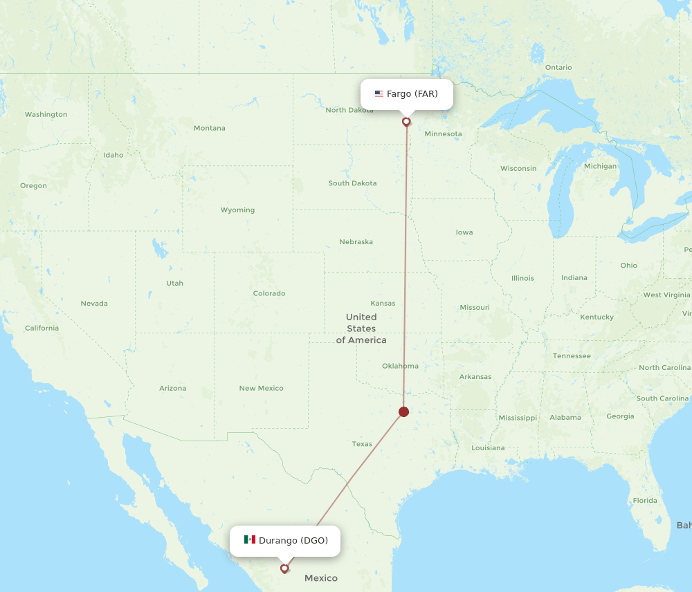 FAR to DGO flights and routes map