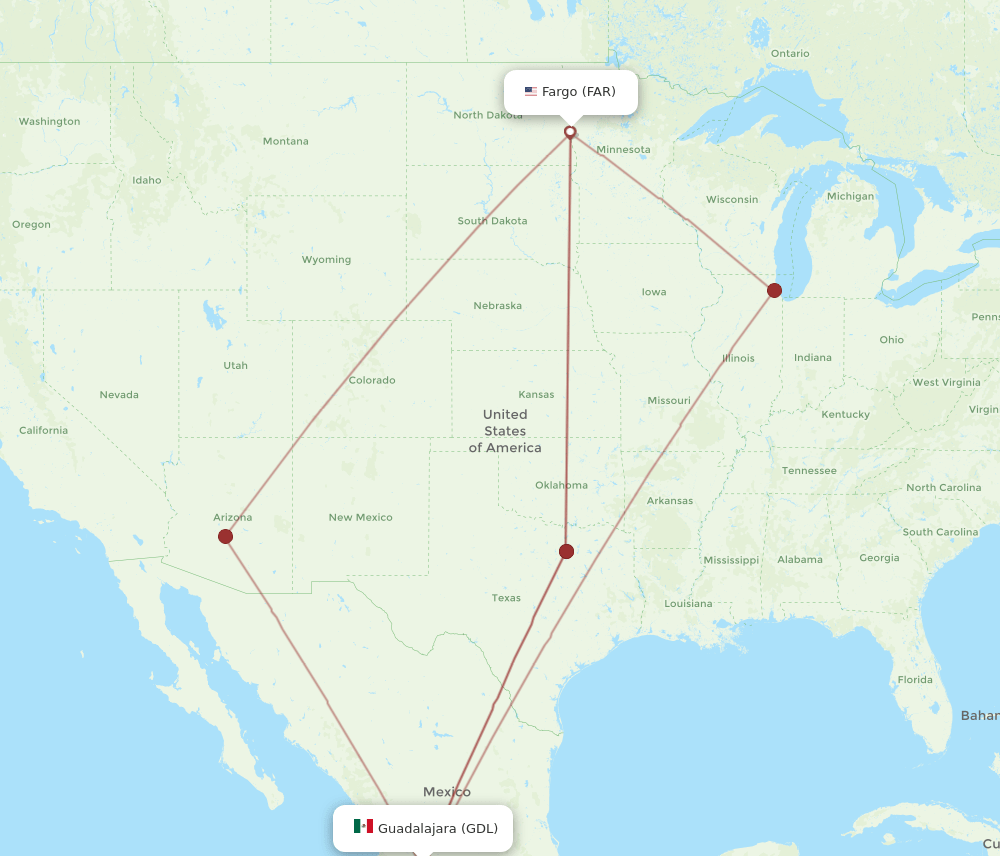FAR-GDL flight routes