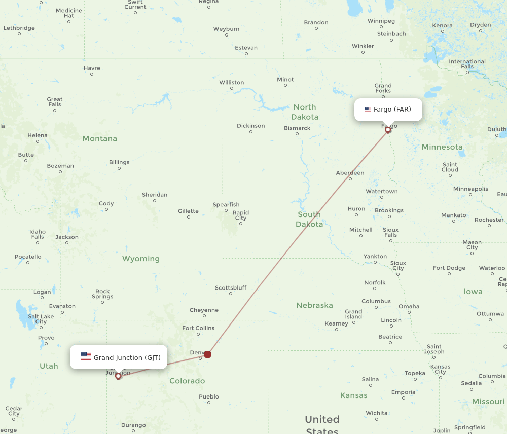 FAR-GJT flight routes