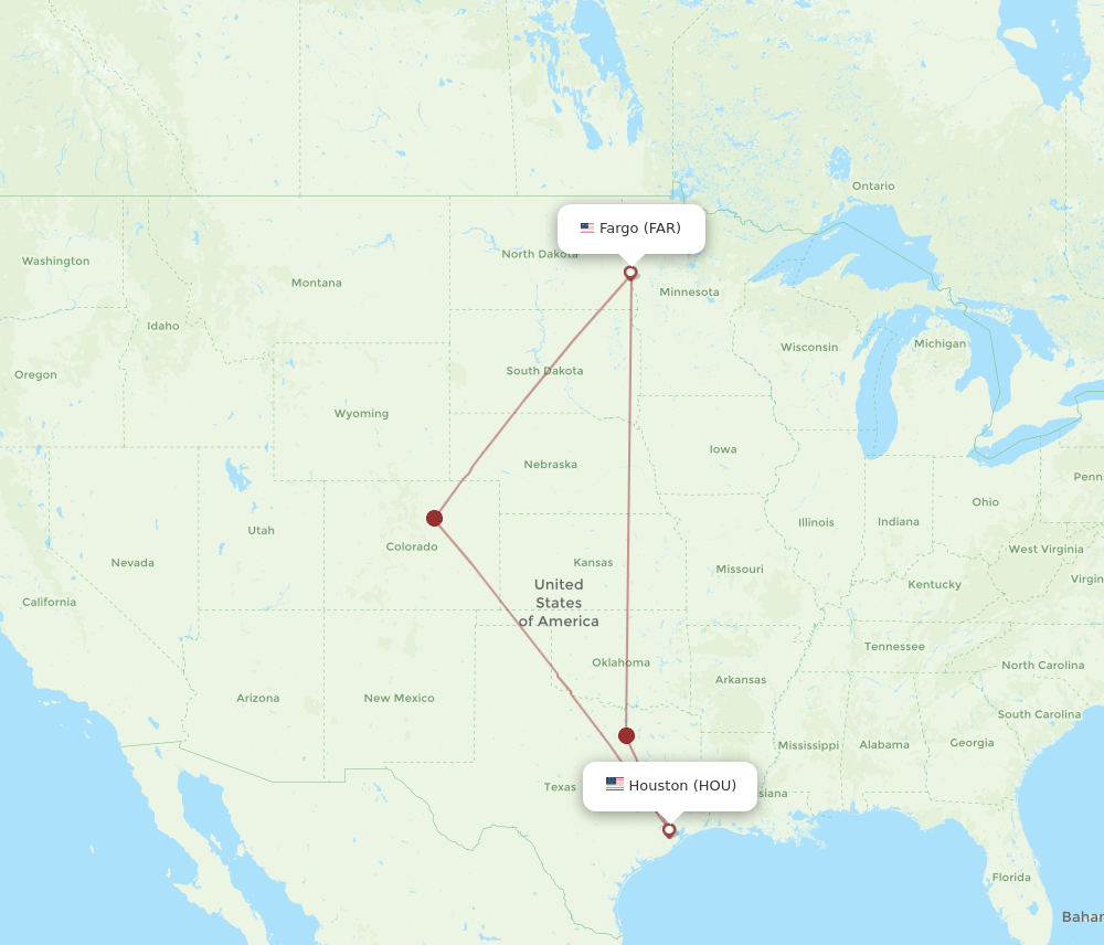 FAR-HOU flight routes
