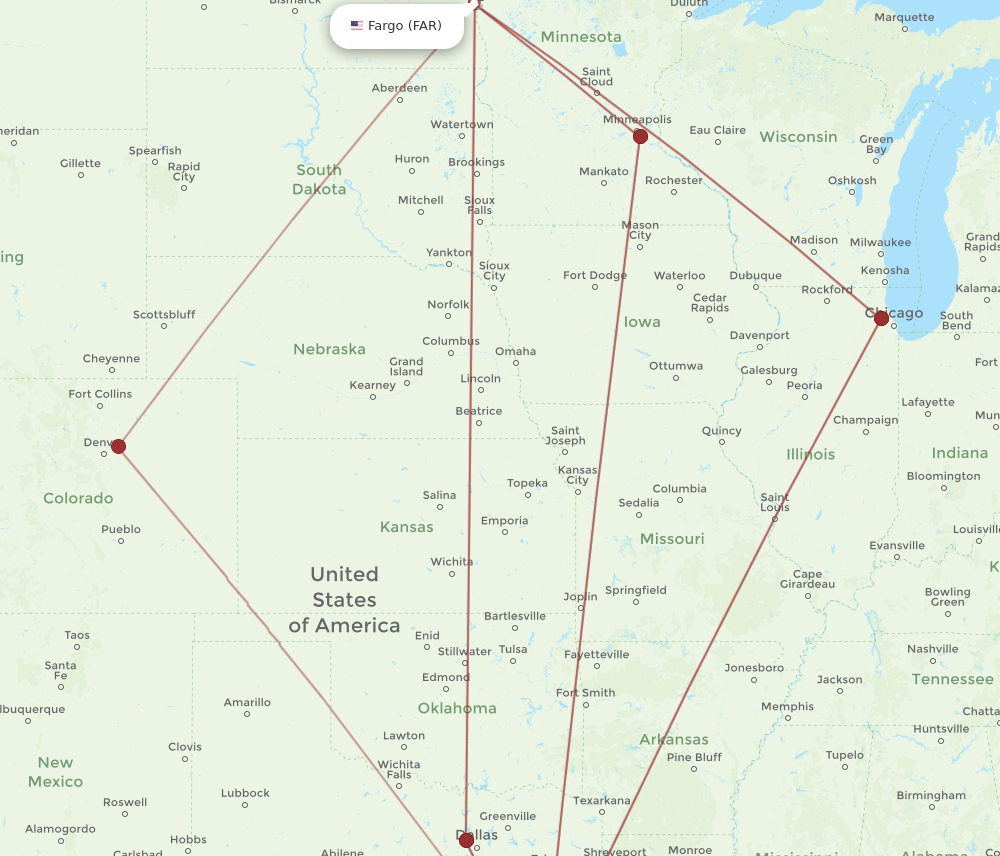 FAR-IAH flight routes