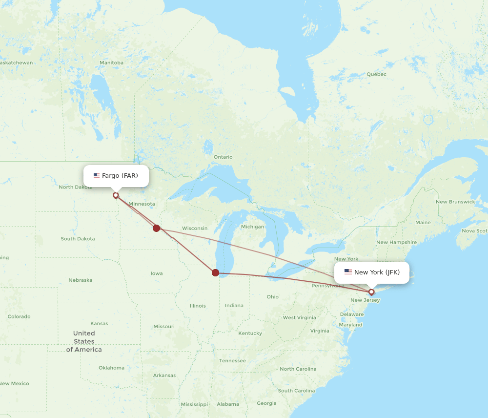 FAR-JFK flight routes