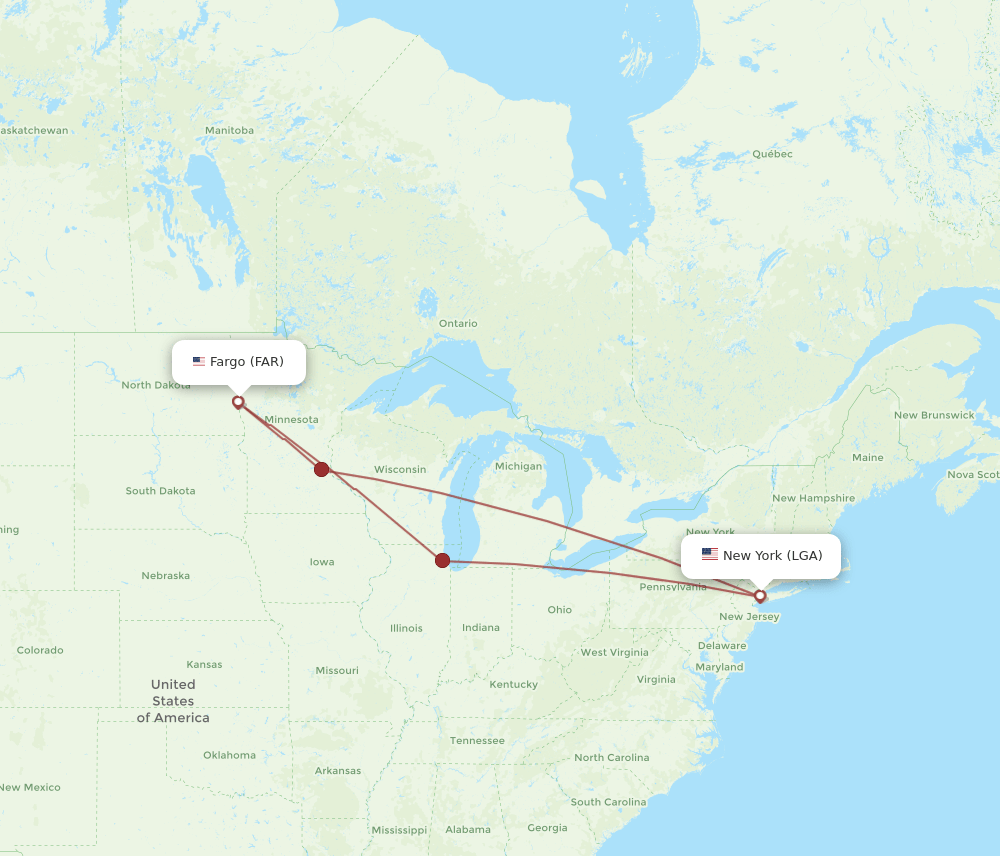 FAR-LGA flight routes