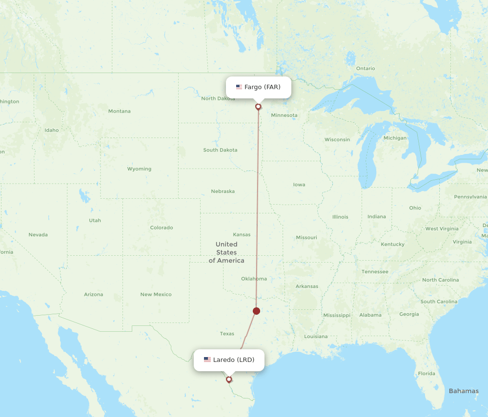 FAR to LRD flights and routes map
