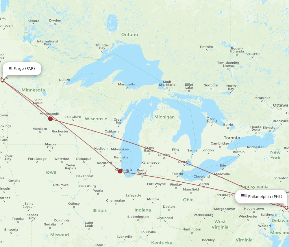 FAR-PHL flight routes