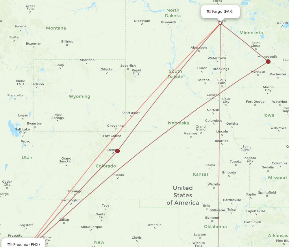 FAR-PHX flight routes