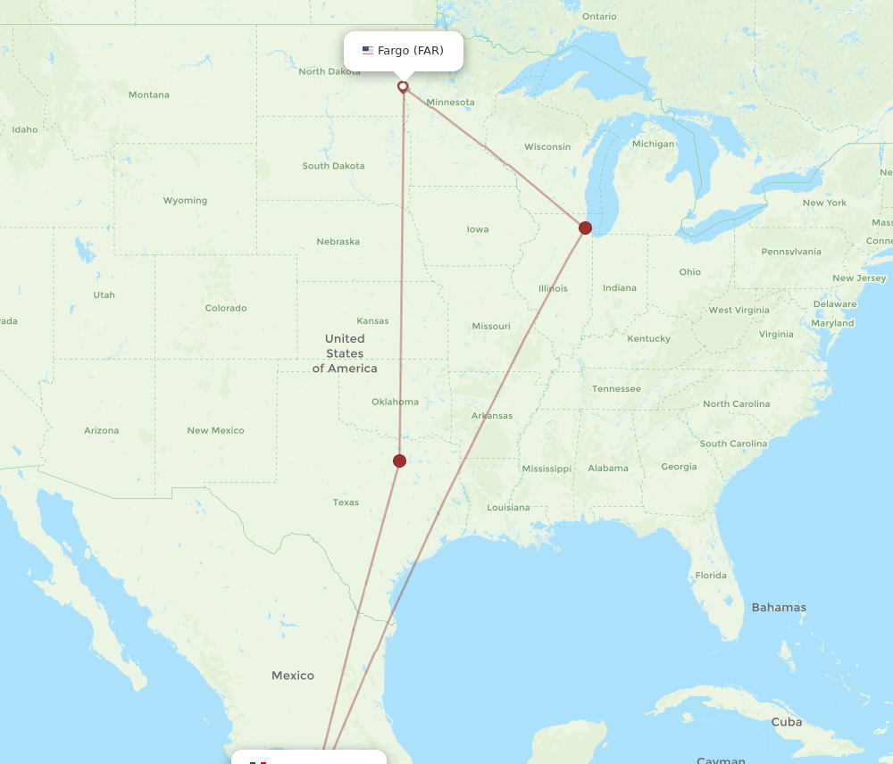 FAR to ZIH flights and routes map