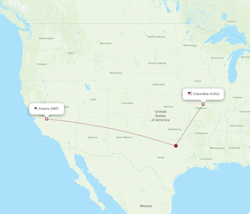 FAT to COU flights and routes map