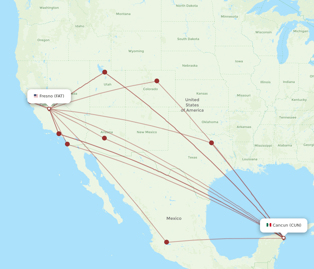 FAT-CUN flight routes