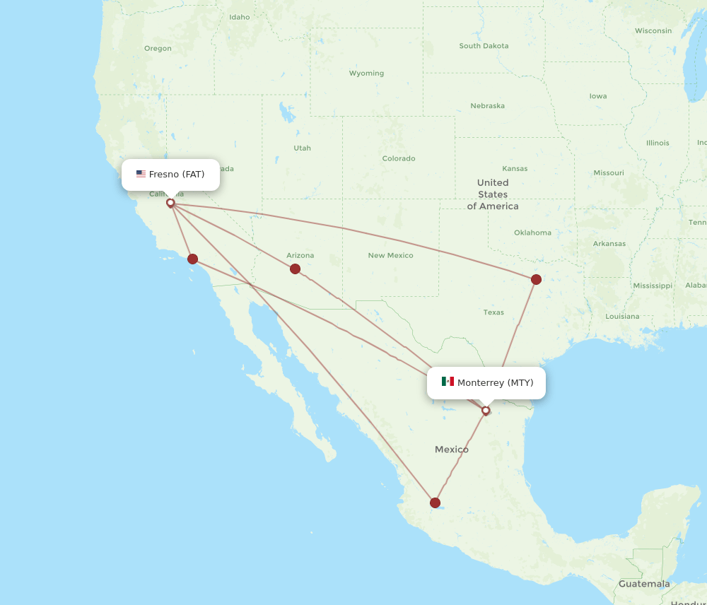 FAT to MTY flights and routes map