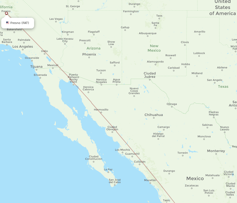 FAT to NLU flights and routes map