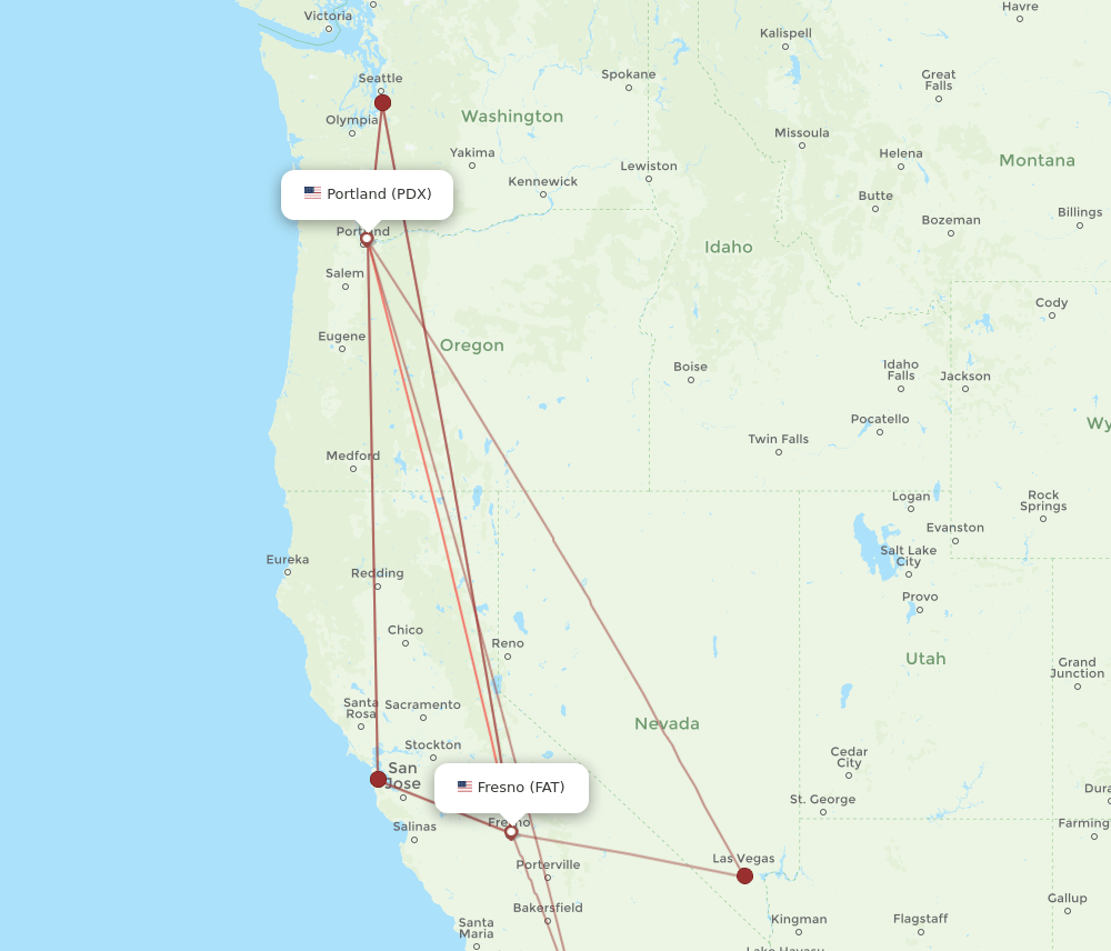 FAT-PDX flight routes
