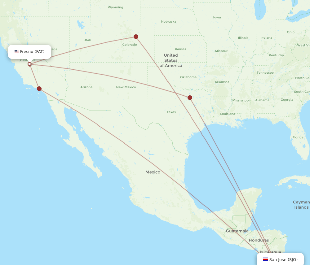FAT-SJO flight routes